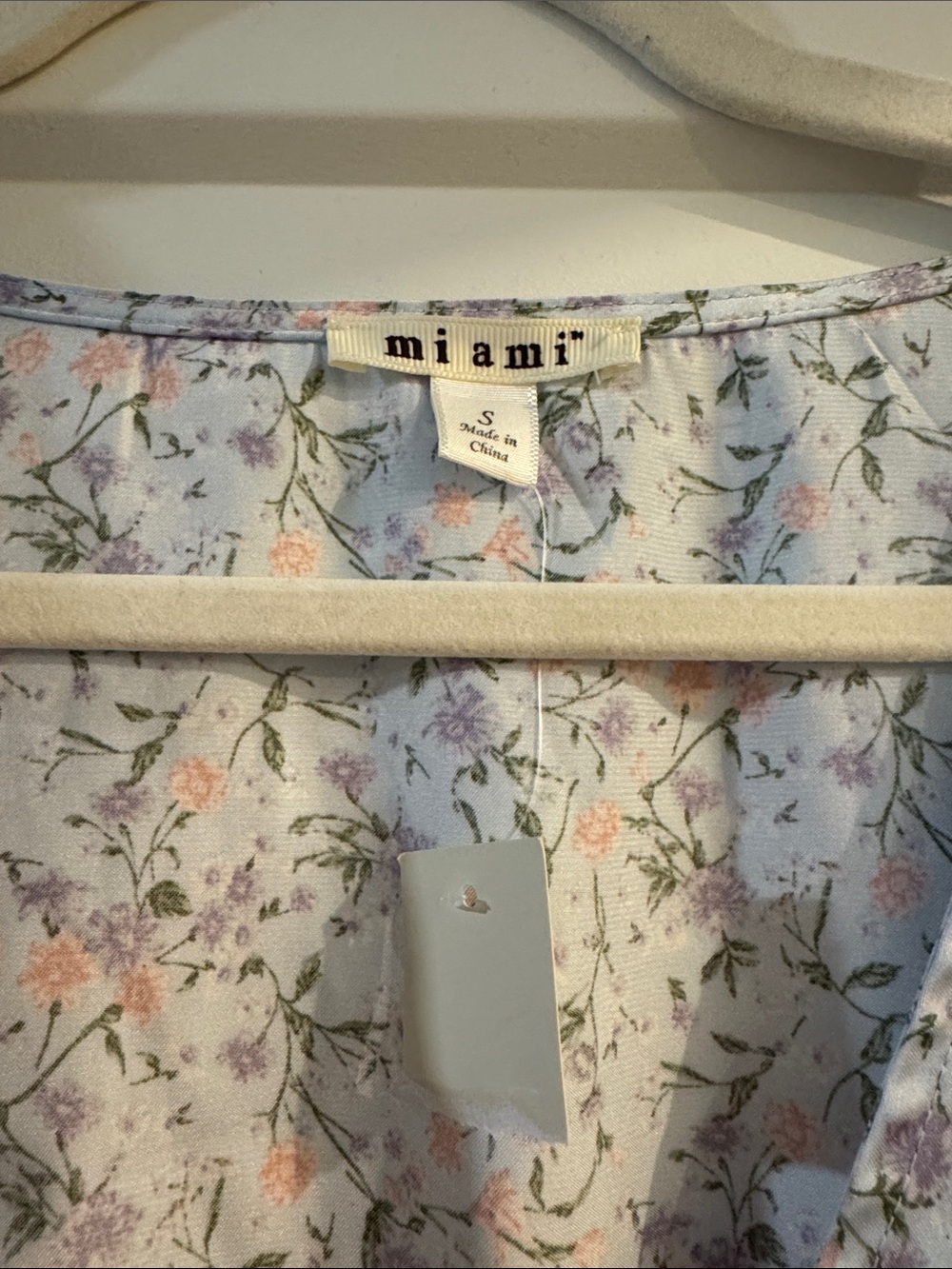 Francesca's Collections Light Blue Floral Tie-Front Blouse - Picture 3 of 6